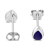 Lapiz Lazuli Drop Silver Stud Earrings, e333